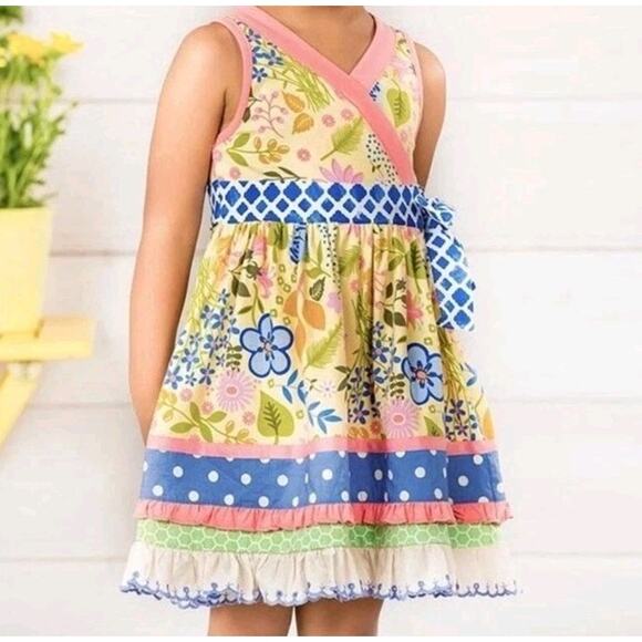 Matilda Jane Other - Matilda Jane‎ 4 Girls Yellow Sleeveless Floral Flower Wrap Dress
